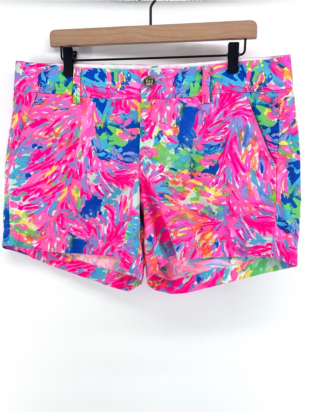 Lilly Pulitzer Callahan Shorts Sz 12 Pink Palm Beach Floral Resort Preppy Casual